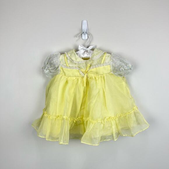 Vintage Yellow Ruffle Lace Daisy Dress 18 Months - Picture 1 of 8